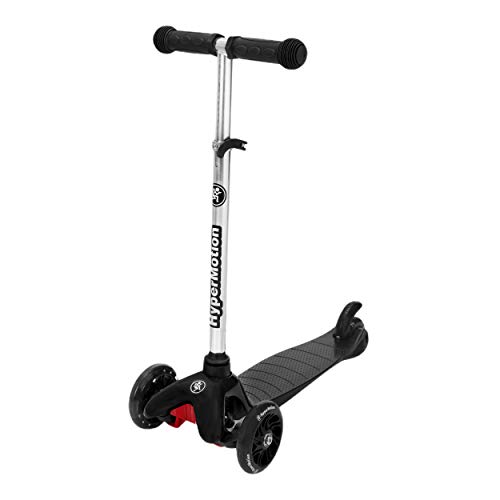 HyperMotion, Dreirad Balance Scooter für Kinder 3-5 Jahre, Roller mit LED-Rädern für Jugendliche, Tretroller Dreiräder mit höhenverstellbarem Lenker für Mädchen und Jungen, Schwarz