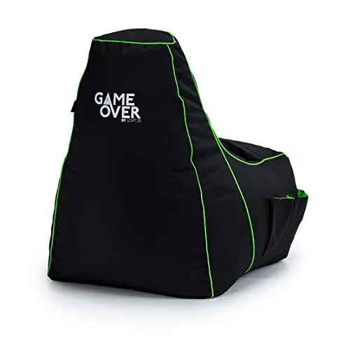 Game Over 8Bit Kinder Mini Videospiel Sitzsack für Videospiele | Wohnzimmer | Seitentaschen für Steuergeräte | Headset-Halter | Ergonomisches (Magischer Smaragd)