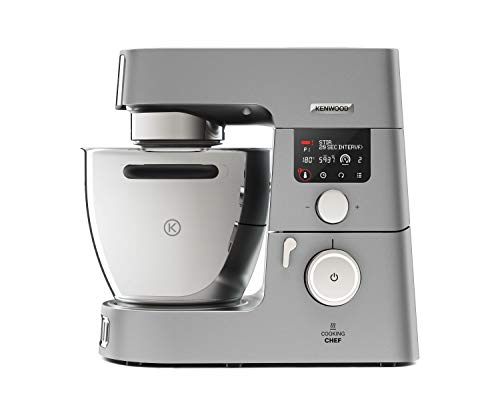 Kenwood Cooking Chef Gourmet KCC9040S – Küchenmaschine mit Kochfunktion, Induktionskochfeld von 20 - 180°C, 24 voreingestellte Programme, 6,7 l Rührschüssel, 1500 W, inkl. 7-teiligem Set, silber