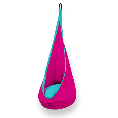 SAMAY Kids Hanging Hammock Pod Swing Chair Complete Set, Hot Pink, One Size