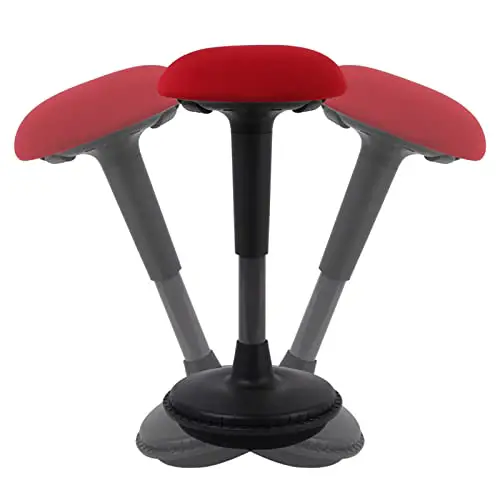 Flexispot Bürostuhl mit Wackelfunktion, höhenverstellbar, für bequemes Arbeiten/Stehen, Rot
