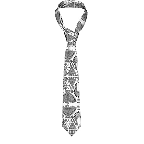 Herren-Krawatte, bunte Totenkopf-Krawatte, schmale Krawatte, ideal für Hochzeiten, Bräutigam, Trauzeugen, Arbeit, Tänze, Geschenke, Feder-Kopfband Tipi Zelt Bogen Pfeil, One size