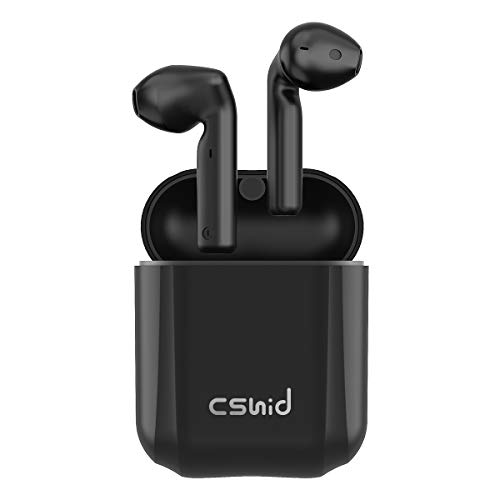 Bluetooth Kopfhörer, Cshidworld Kabellose Kopfhörer mit Bluetooth 5.0 Noise Cancelling Headset In Ear Kopfhörer HiFi APT-X CVC8.0 mit Mikrofon und 30H Spielzeit, Ladekästchen mit Wasserdicht (Schwarz)