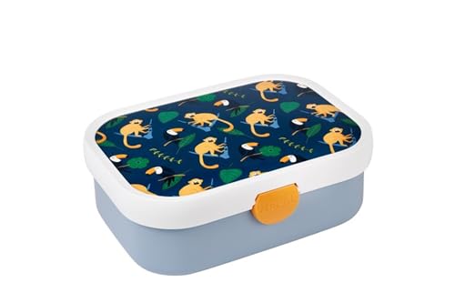 Mepal - Lunchbox Campus - Bento Lunchbox für Kinder - Brotdose mit Bento-Fach & Gabel - Meal Prep Box mit Clip-Verschluss - BPA-frei & Spülmaschinenfest - 750 ml - Jungle