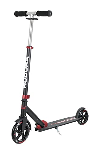 HUDORA Bold Wheel Scooter Roller, Tretroller Leichter Aluminiumscooter für Kinder und Erwachsene - Klappbar, Höhenverstellbar - Cityroller bis zu 100 kg - Rot