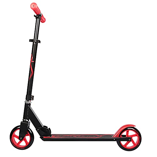 Scooter Roller für Jungen und Mädchen Cityroller Klappbar - Kinderroller ABEC 7 - Tretroller mit Ø 145mm PU Rollen (Schwarz-Rot)