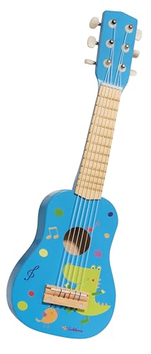 Eichhorn – Gitarre für Kinder – Blaue Kindergitarre, stimmbare Nylonsaiten, Holzspielzeug, mit Dino, Holzgitarre für Jungen und Mädchen ab 3 Jahren