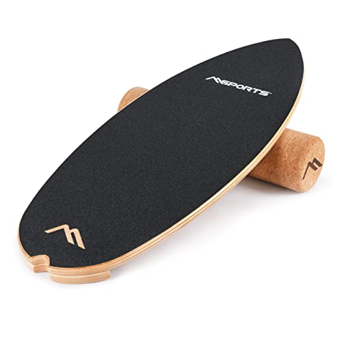 Surf Balance Board aus Holz/Balance Skateboard inkl. Rolle | Balance Board & Indoor Surfboard Trickboard und Gleichgewichtstrainer für Kinder und Erwachsene