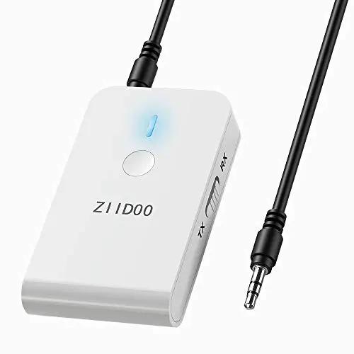 ZIIDOO Bluetooth Adapter Audio 5.0 Wireless 2 in 1 Bluetooth Transmitter Empfänger Sender Receiver mit 3,5mm Audio Kabel für Lautsprecher TV PC Laptop Tablet MP3 /MP4(Weiß)