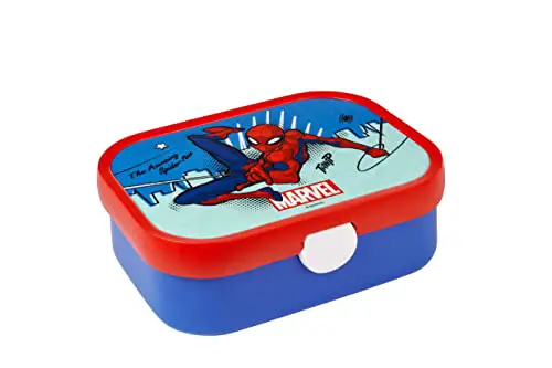Mepal - Lunchbox Campus - Bento Lunchbox für Kinder - Brotdose mit Bento-Fach & Gabel - Meal Prep Box mit Clip-Verschluss - BPA-frei & Spülmaschinenfest - 750 ml - Spiderman