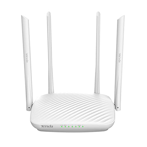 Tenda F9 WLAN Router 600 Mbps (4*externe Antennen, 1xWAN, 3xLAN, App Steuerung, Beamforming+, WPS), Access Point Modus, Weiß