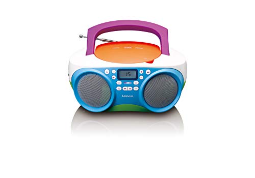 Lenco SCD-41 - CD-Player für Kinder - CD-Radio - Stereoanlage - Boombox - UKW Radiotuner - USB Anschluss - MP3 - 2 x 1 W RMS-Leistung - Netz- und Batteriebetrieb - Bunt