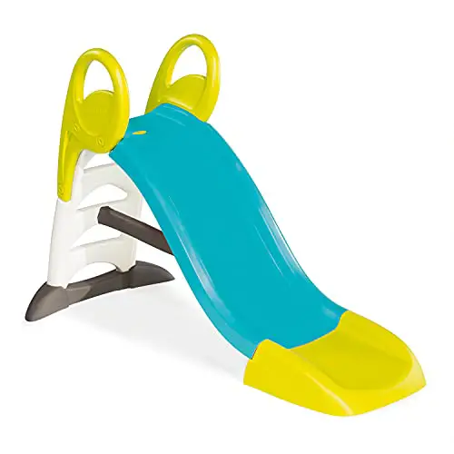 Smoby 310269 – KS Rutsche – kompakte Kinderrutsche mit Wasseranschluss, 1,5 Meter lang, mit Rutschauslauf, Verstrebung, Haltegriffen, für Kinder ab 2 Jahren