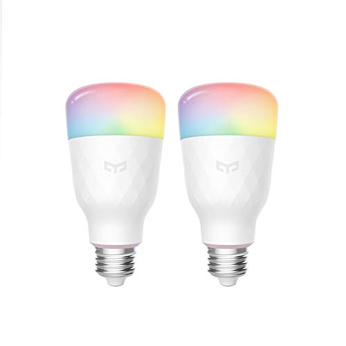 Yeelight Wifi Birne 16 Million Farben E27 8.5W RGB Dimmable 800lm weißes Licht Smart Home App Fernbedienung (2-Pack)