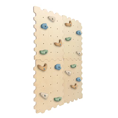 Kletterwand Indoor für Kinder mit Griffe | Nachhaltig Kinder Kletterwand aus natürlichem Holz | Kletterwand Kinderzimmer minimalistisches Design Pastellfarben | 100% ECO | Made in EU