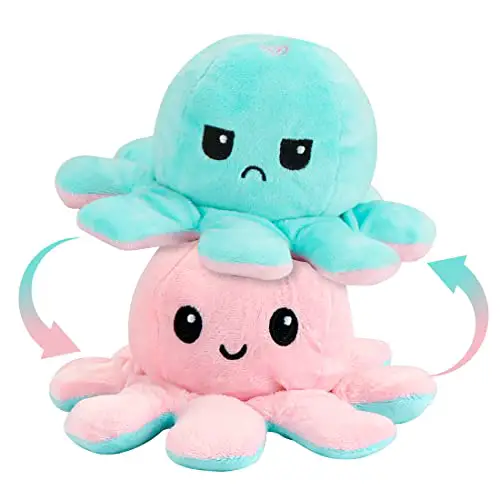Zaloife Octopus Plüschtiere, Reversible Octopus Plush zum Wenden, Doppelseitige Flip Kuscheltier Octopus, Stofftier Octopus Spielzeug Geschenke für Kinder Mädchen Jungen Freunde