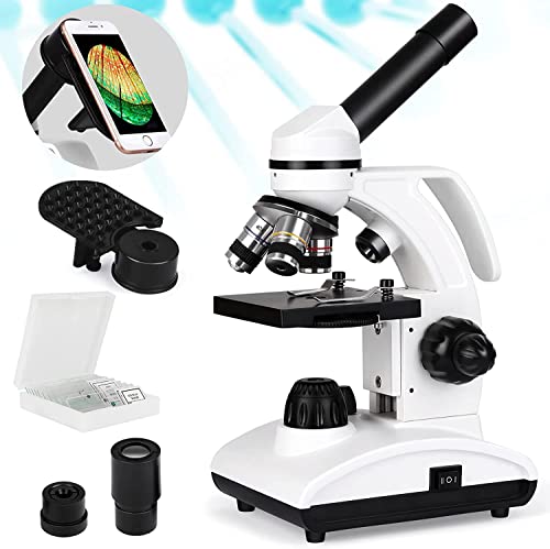 Mikroskop für Kinder 40X-1000X Durchlicht und Auflicht-Mikroskop Schüler Jugendliche Einsteiger Erwachsene, Kindermikroskop mit LED-Beleuchtung und Objektträger, Mikroskop Set ohne Batterie