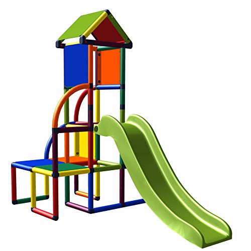 move and stic Toni Spielturm/Spielhaus Kletterturm mit Rutsche für Kleinkinder für Kinderzimmer oder Spielzimmer genauso geeignet wie im Garten