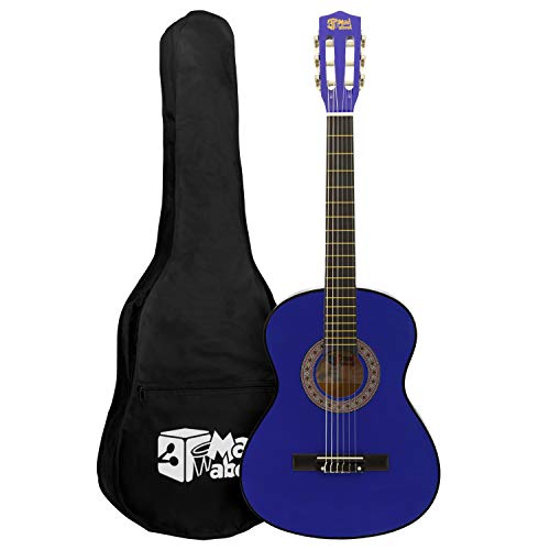 TIGER MA-CG04, 1/4 Klassische Gitarre, Blau, farbenfrohe Spanische Gitarre, mit Tragetasche, Gurt, Pick und Ersatzsaiten