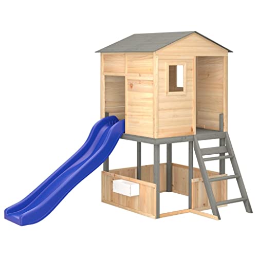 vidaXL Spielturm, Klettergerüst mit Rutsche, Kletterturm für Kinder ab 3 Jahren, Kletterhaus Spielhaus Spielplatz, Massivholz Tanne