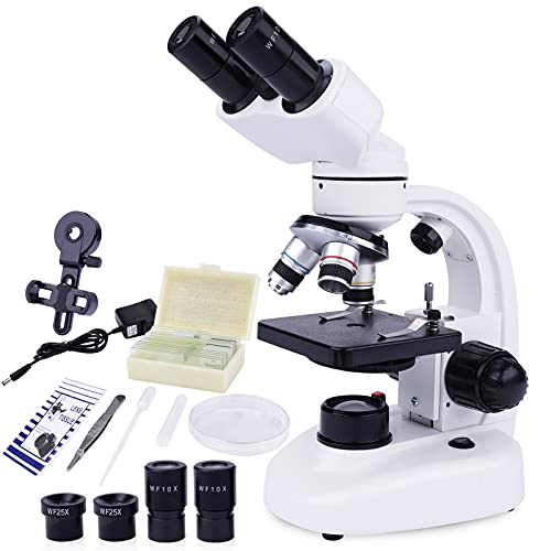Mikroskop Binokular für Kinder Erwachsene- Junior Mikroskop Set 40x-1000x - LED-Beleuchtung für Durchlicht- und Auflicht - inklusive reichhaltigem Zubehörpaket und stabilem Hartschalenkoffer
