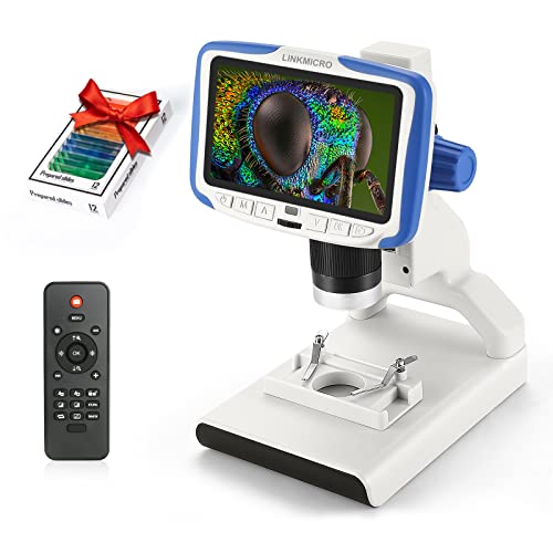 Mikroskop für Kinder mit Objektträgern LINKMICRO 5-Zoll-LCD-Bildschirm 200X Mikroskop-Kit für Kinder 8-12 Mint-Tool Insekten- und Pflanzenbeobachtung Schüler Homeschooling