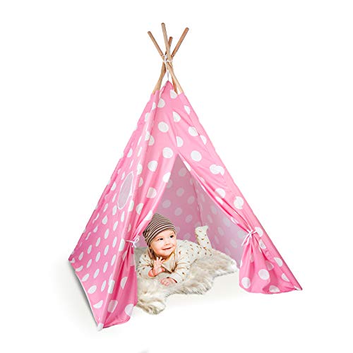 Skojig Spielzelt mit Tasche - Größe ca. 160x120x120cm Indianerzelt für Kinderzimmer oder im Garten | Kinderzelt Tipi Zelt für Mädchen & Jungs