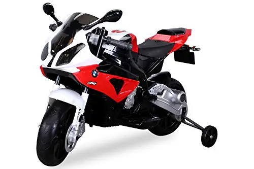 Actionbikes Motors Kinder Elektromotorrad BMW S 1000 RR JT528 - Lizenziert - 70 Watt - Eva Vollgummireifen - Stützräder - Soundmodul - Elektrisches Motorrad für Kinder ab 3 Jahre (Rot)