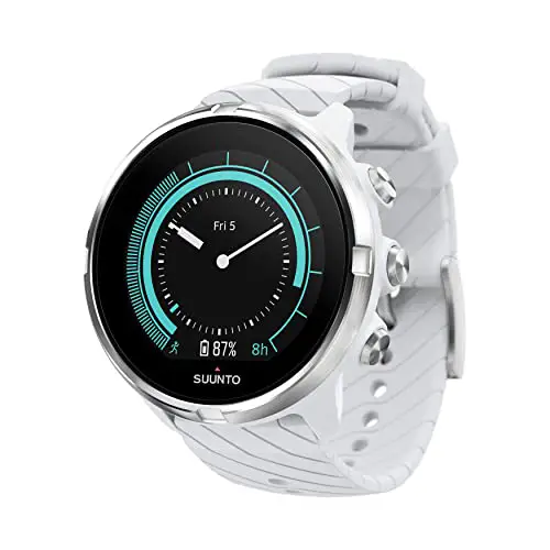 Suunto 9 GPS-Sportuhr mit langer Batterielaufzeit und Herzfrequenzmessung am Handgelenk, Weiß, SS050143000