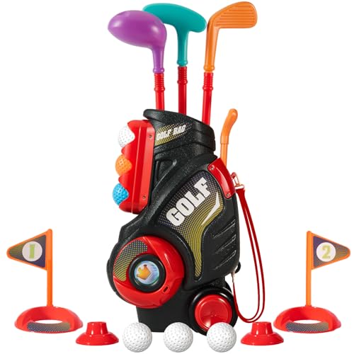 HYAKIDS Kinder Golf Set Spielzeug ab 3 4 5 Jahre Junge, Kinder Golfset mit Golfschläger Golfbällen Wagen, Indoor und Outdoor Garten Spiele, Draußen Spielzeug Golf Geschenk für Jungen Mädchen