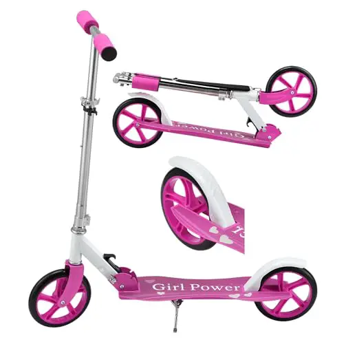 ArtSport Scooter Cityroller Big Wheel 205mm Räder klappbar & höhenverstellbar - Kinder-Roller ab 3 Jahre - Tretroller bis 100 kg - pink