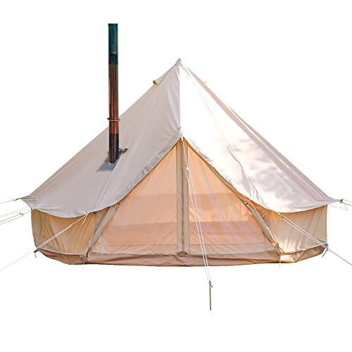 Tipi Zelt Outdoor, Camping Zelt, Zelt 3-4 Personen mit Schornsteinöffnungen, Wasserdicht & Winddicht Baumwollzelt für Gruppen und Familiencamping (3M / 9.85fuß)
