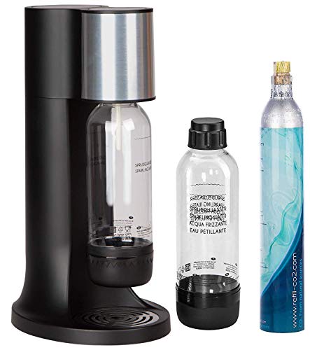 Levivo Wassersprudler Set, Trinkwassersprudler Starterset inkl. 2 Sprudlerflaschen je 1L aus PET und CO2-Zylinder, klassischer Sodabereiter für individuelles Zusetzen Kohlensäure in Leitungswasser