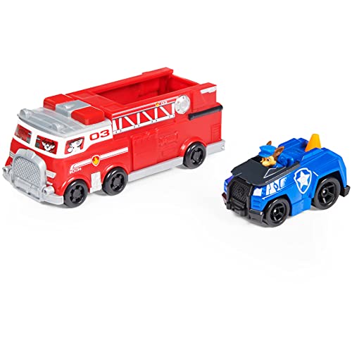 Paw Patrol True Metal Team Fahrzeuge 2er Set mit Feuerwehrwagen und Chase im Polizeiauto, Maßstab 1:55, Spielzeug für Kinder ab 3 Jahren
