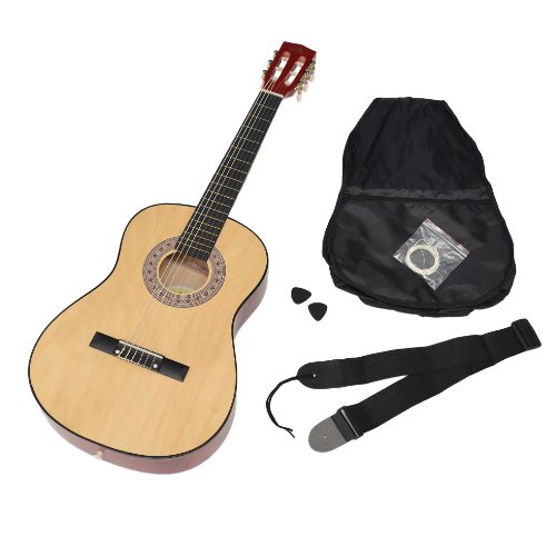 Kindergitarre 3/4 Akustik Klassik Gitarre in Natur für ca 8-12 Jahre mit Tasche, Saiten, Plektrum und Gurt