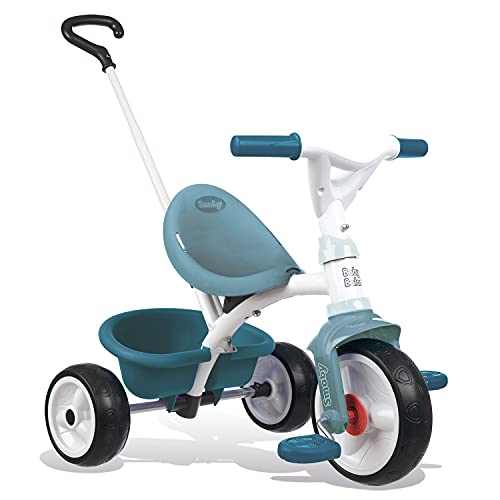 Smoby - Be Move blau - Kinderdreirad mit Schubstange, Sitz mit Sicherheitsgurt, Metallrahmen, Pedal-Freilauf, für Kinder ab 15 Monaten