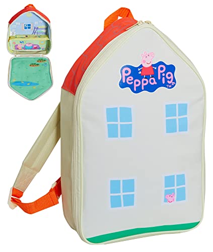 Peppa Pig Rucksack Spielhaus mit komplettem Innenraum und faltbarem Regal, Kindergarten-Rucksack, Reisetasche, mehrfarbig, Einheitsgröße, Rucksack