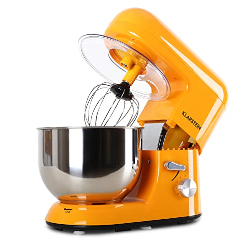 Klarstein Bella Orangina Küchenmaschine Rührgerät (1200 Watt, 5,2 Liter-Rührschüssel, 6-stufige Geschwindigkeit) orange