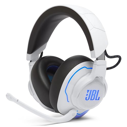 JBL Quantum 910P Over-Ear Gaming Kopfhörer – Für die Playstation und weitere Konsolen – Mit Head-Tracking-Funktion, ANC und 39 Stunden Akkulaufzeit – Weiß