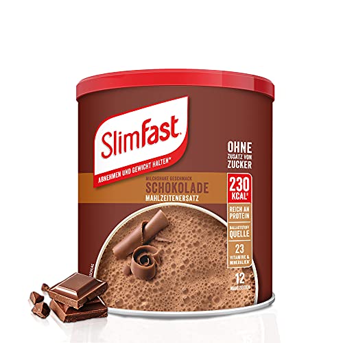 SlimFast Milchshake Pulver Schokolade I Kalorienreduzierter Diät-Shake mit hohem Eiweißanteil I Diät-Pulver für eine gewichtskontrollierende Ernährung I Nur 230 Kalorien pro Protein-Shake I 450 g