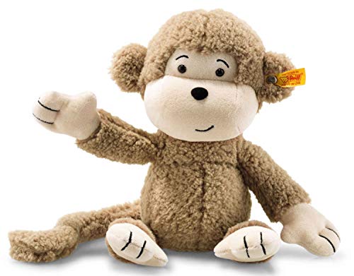 Steiff Affe Brownie - 30 cm - Plüschaffe mit langen Armen - Soft Cuddly Friends - Kuscheltier für Kinder - beweglich & waschbar - braun (060304)