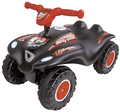 BIG Bobby Car Quad Racing (schwarz-rot) - Kinder-Rutschauto ab 3 Jahre mit Lenker, Hupe und Offroad-Reifen, Auto für Mädchen und Jungen von 3-7 Jahre (max. 50 kg)