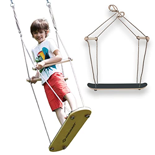 Schildkröt® Skateboard Schaukel, außergewöhnliche Holzschaukel, im Stehen oder Sitzen Schaukeln, Kinderschaukel für Drinnen und Draußen