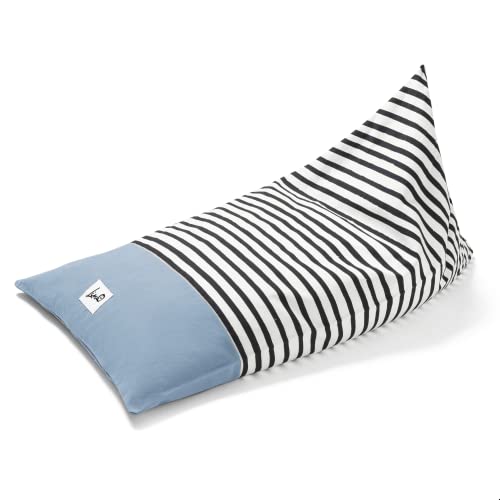 Liou® Sitzsack Zebra für Kinder aus Bio-Baumwolle in Blau, 110x70x60 cm, Bezug mit Füllung, hochwertiger, Designer Sitzsack für Kinderzimmer