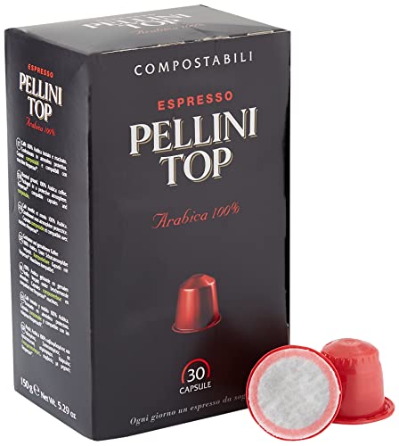 Espresso Pellini Top Arabica 100%, kompatibel mit Nespresso,100% kompostierbar,30 Kapseln
