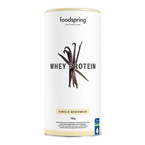 foodspring Whey Protein Pulver Vanille – Mit 24g Eiweiß zum Muskelaufbau, perfekte Löslichkeit, aus Weidemilch, reich an BCAAs & EAAs - 750g