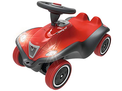 BIG Spielwarenfabrik Bobby Car Next - Deluxe Variant, Children's Vehicle with LED Front Headlight, Rot