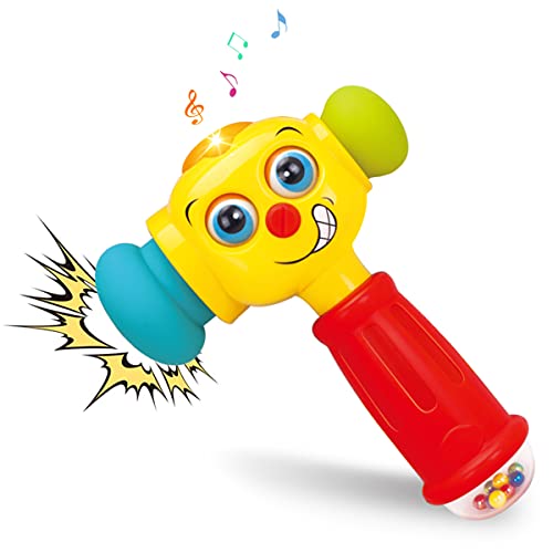 HOLA Baby Spielzeug ab 1 Jahr Musik Hammerspiel mit Rassel, Greifling Klopf Shake Baby Motorikspielzeug mit Licht & Klang, Lernspiele Geburtstag Geschenk Kinderspielzeug ab 1 Jahr Junge Mädchen