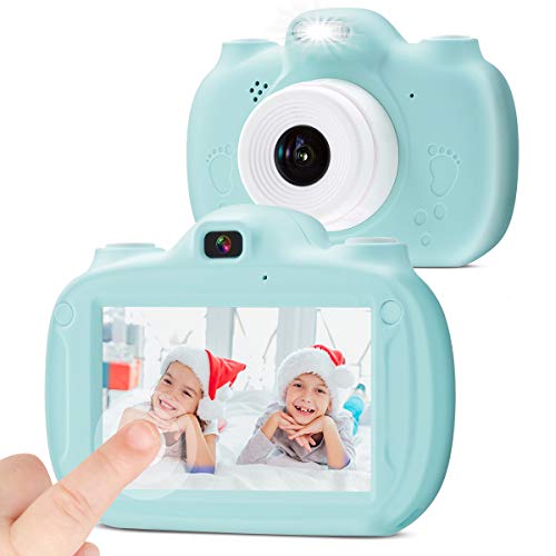 Kinderkamera Digital-Selfie Digitalkamera für Kinder, 3 Inch HD Touch Videokamera Stoßfeste Wiederaufladbare Camcorder für Jungen Mädchen Geschenke(Blau)