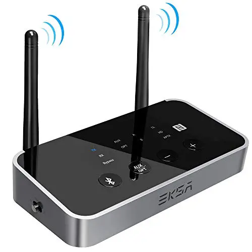 Bluetooth 5.0 Adapter Transmitter Empfänger Bypass 3 in 1 50M EKSA Audio Wireless Sender Receiver Adapter mit Dual Antenne, Digitale TOSLINK/RCA/AUX Kabel,aptX HD & aptX LL,für TV PC